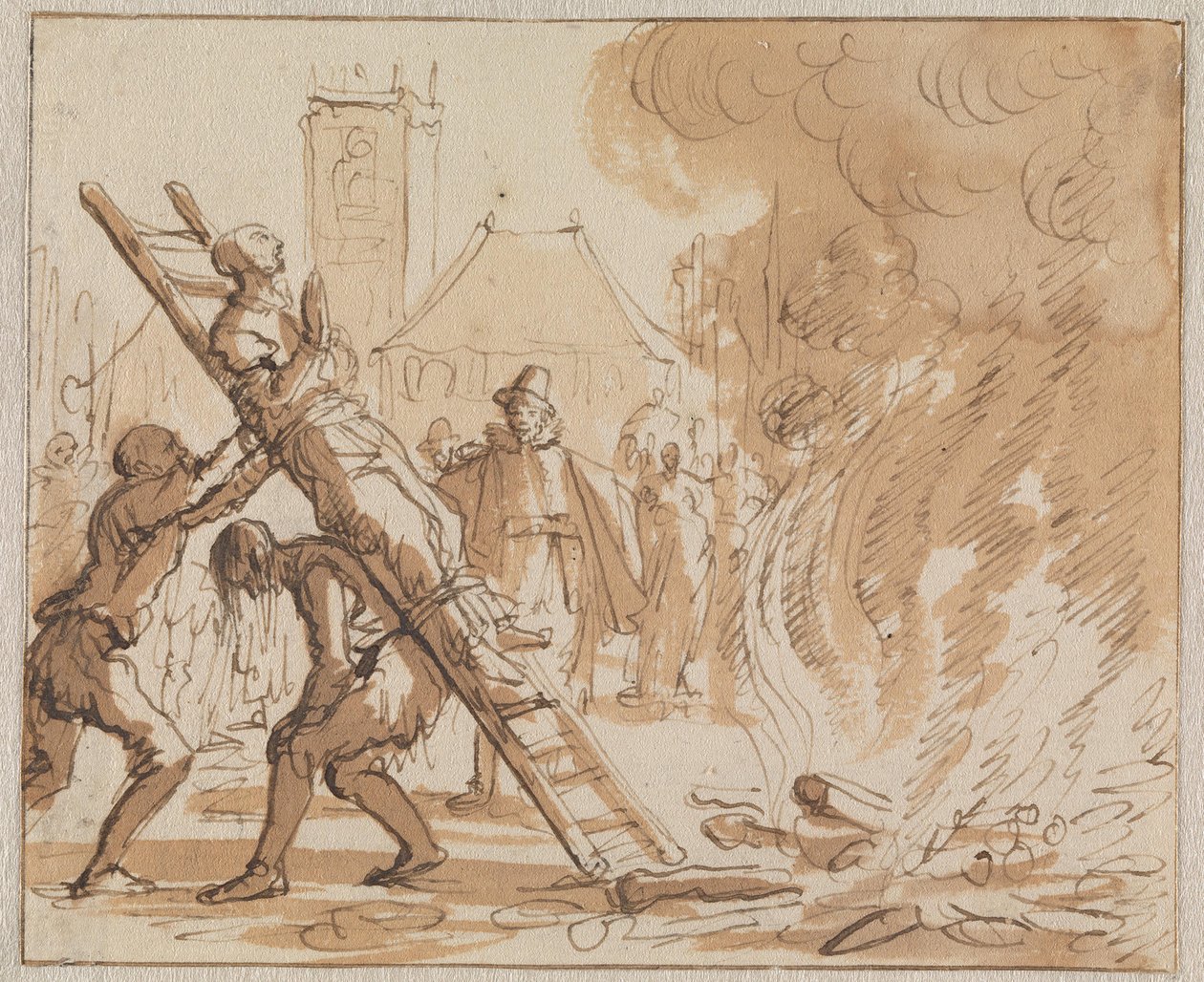 Terechtstelling van Anneken Heyndriks op de Dam in Amsterdam in 1571 door Jan Luyken