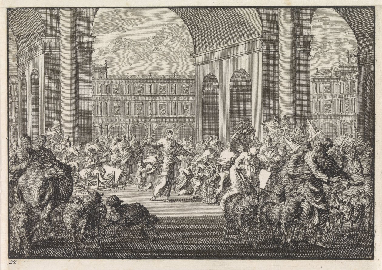 Verdrijving van de geldwisselaars uit de tempel door Jan Luyken