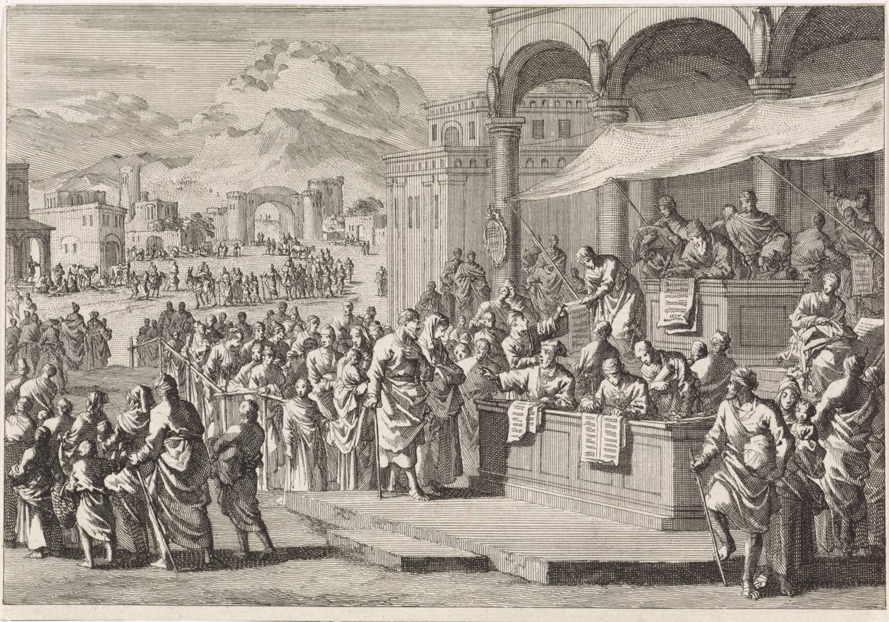 Volkstelling te Bethlehem door Jan Luyken
