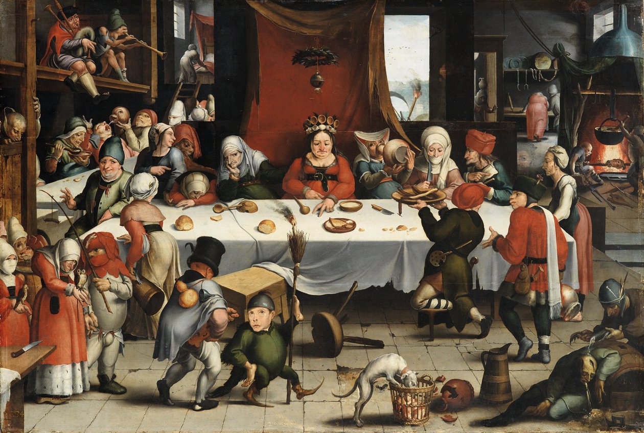 Burleske Feest, ca. 1550 door Jan Mandyn