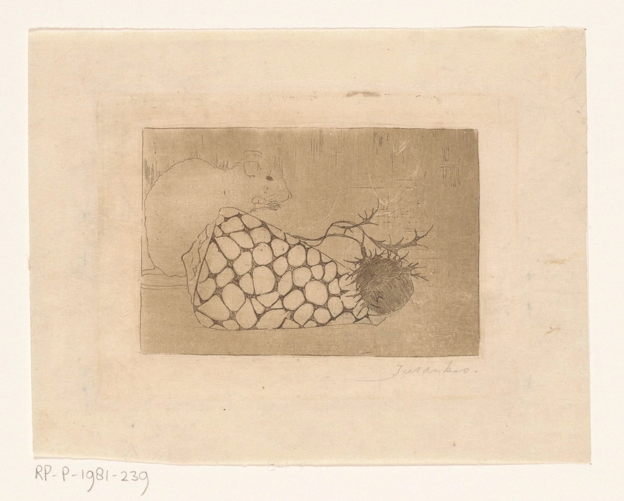 Muis, schelp en distel door Jan Mankes (signed by artist)