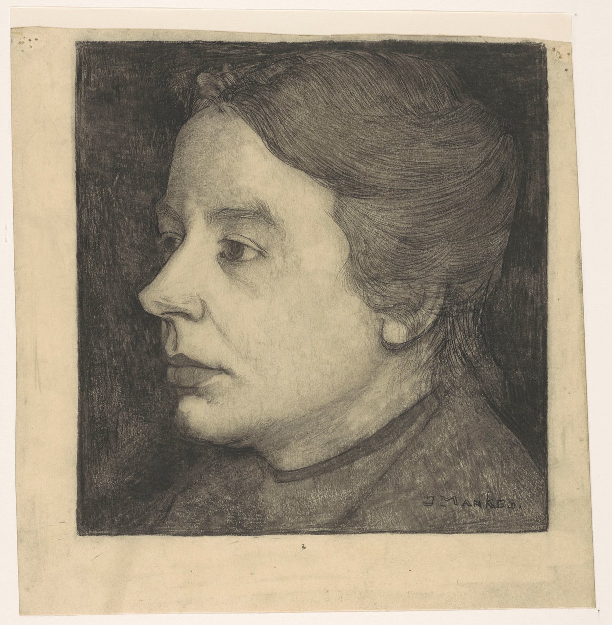 Portret van Anne Mankes-Zernike door Jan Mankes (signed by artist)