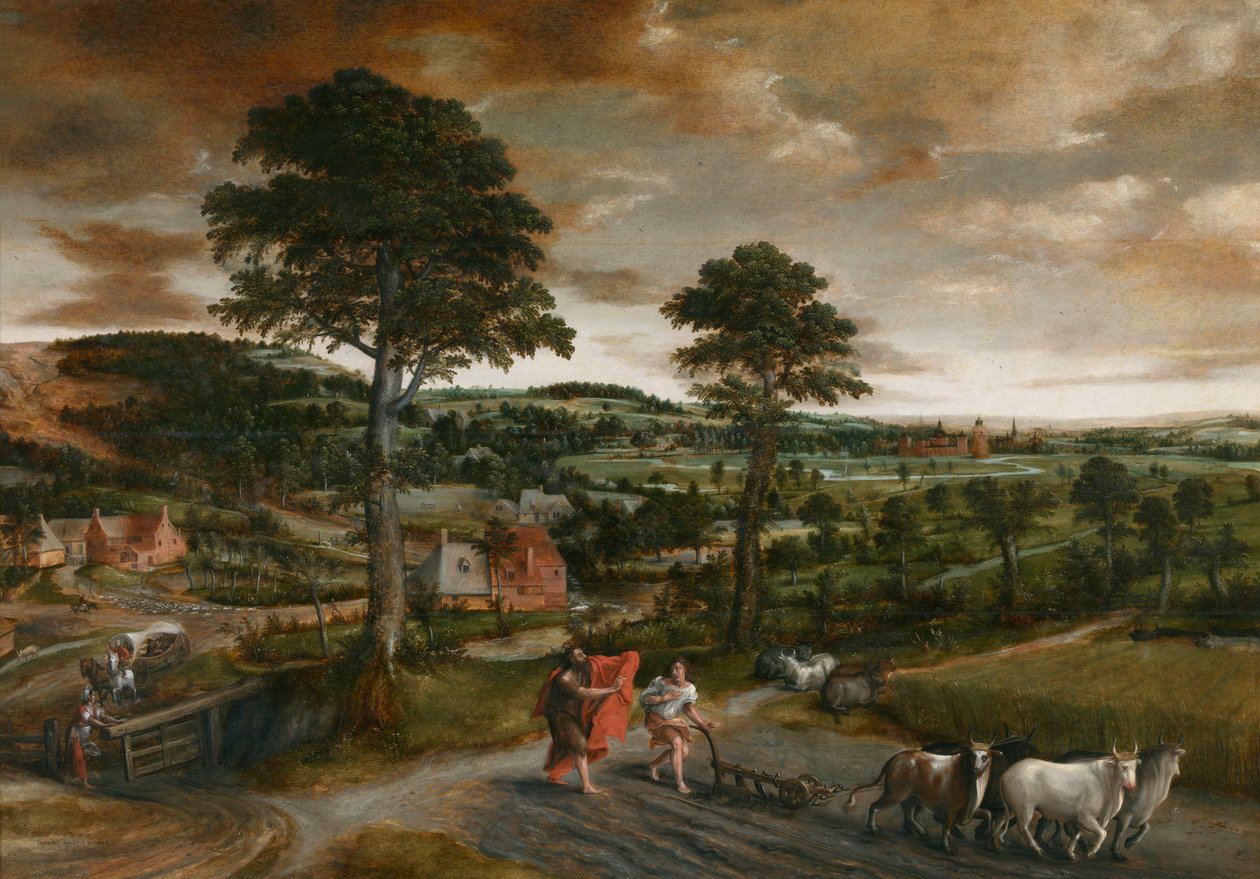 De roeping van Elisa door Jan Massys or Metsys