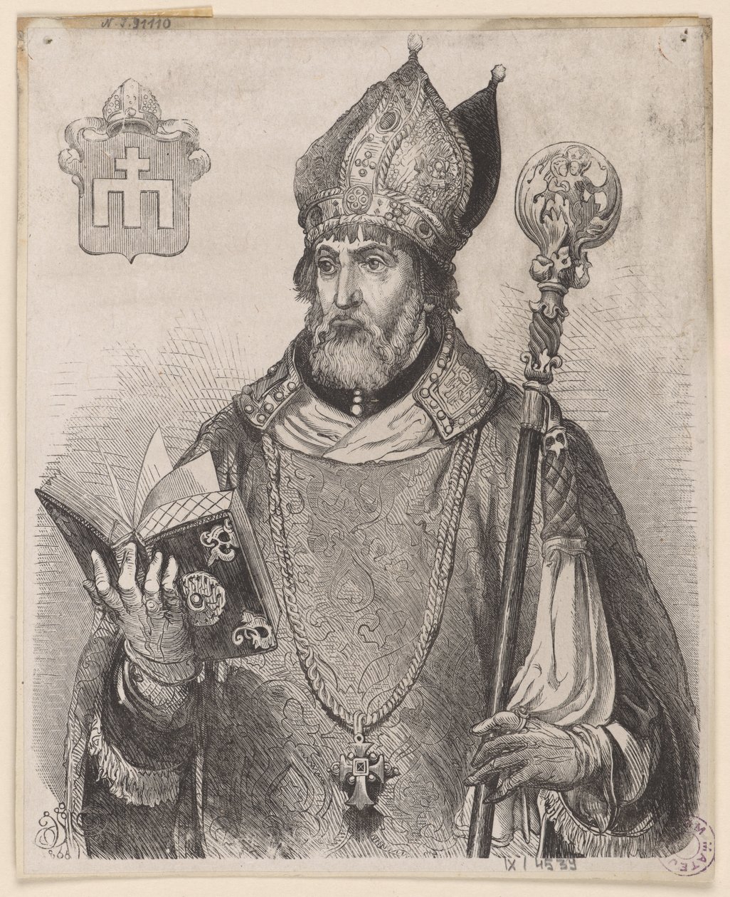 Andrzej Zebrzydowski, bisschop van Krakau – houtsnede naar een tekening van Jan Matejko door Jan Matejko
