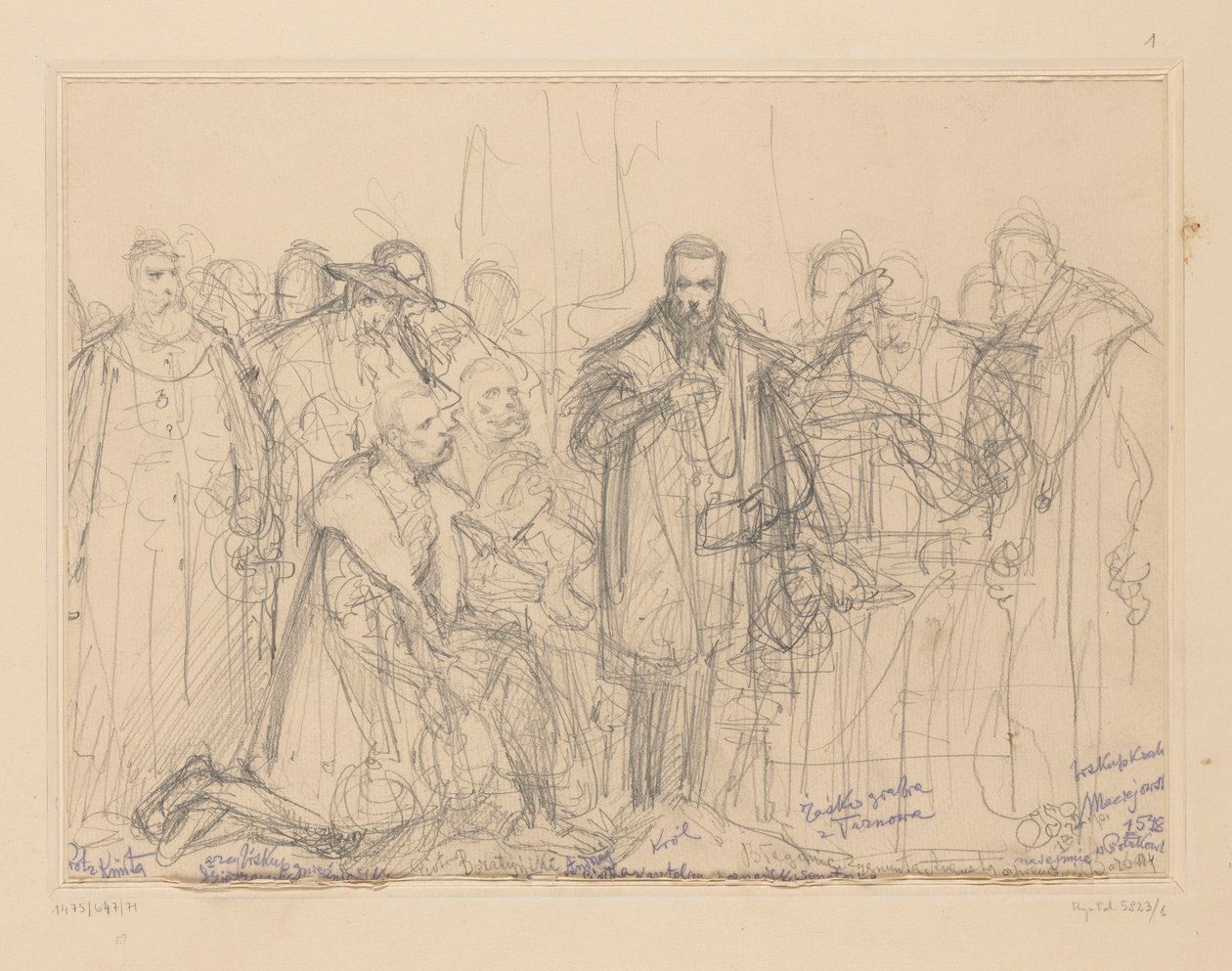 Het verzoek van Zygmunt August om Barbara te verlaten, conceptschets door Jan Matejko