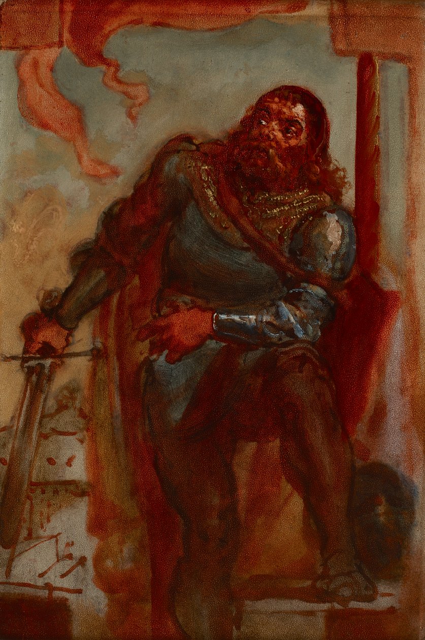 Schets voor het schilderij „Wacław Wilczek tijdens de verdediging van het benedictijnenklooster in Trzebice in Moravië in 1468 tegen Matthias Corvinus” door Jan Matejko