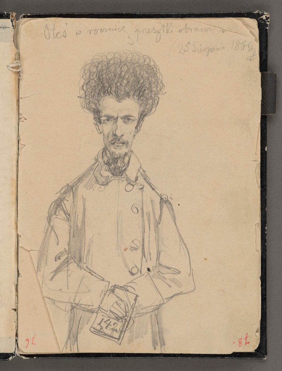 Schetsboek van Jan Matejko uit de jaren 1861-1863. Eenzijdige tekening. Keerzijde: Aleksander Gryglewski (¾ figuur). door Jan Matejko