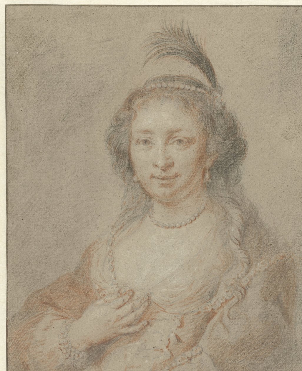Portret van Sara van Baerle, echtgenote van Philips van Dorp door Jan Maurits Quinkhard