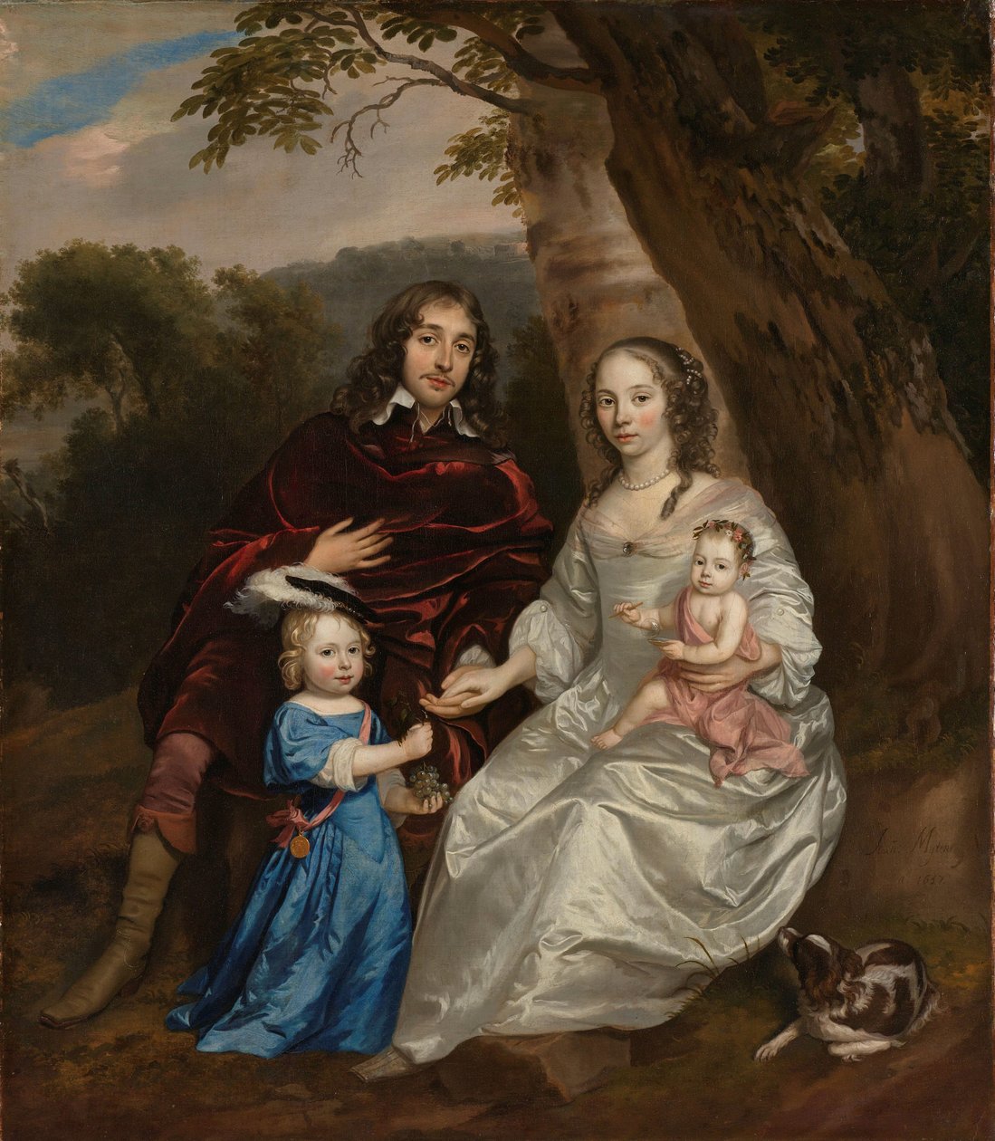 Govert van Slingelandt (1623-90), heer van Dubbeldam. Met zijn eerste vrouw Christina van Beveren en hun twee zonen door Jan Mijtens