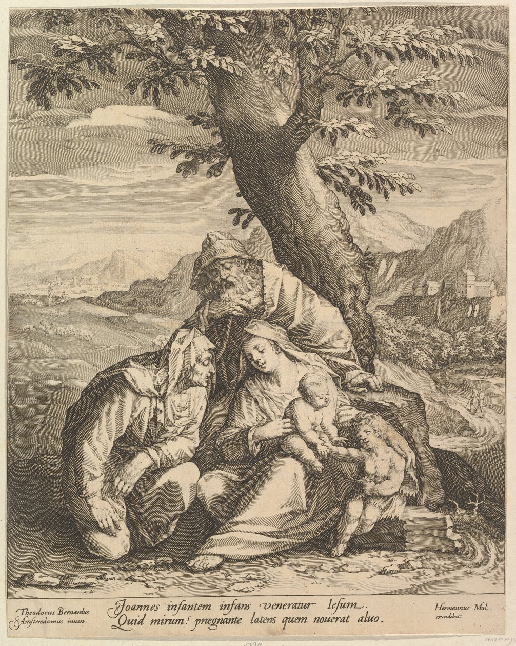 Heilige Familie met St. Elizabeth & St. Johannes de Doper door Jan Muller
