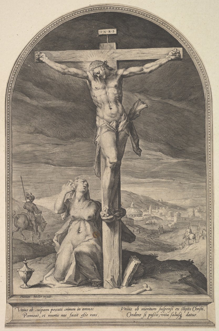Sint Maria Magdalena aan de voet van het kruis door Jan Muller