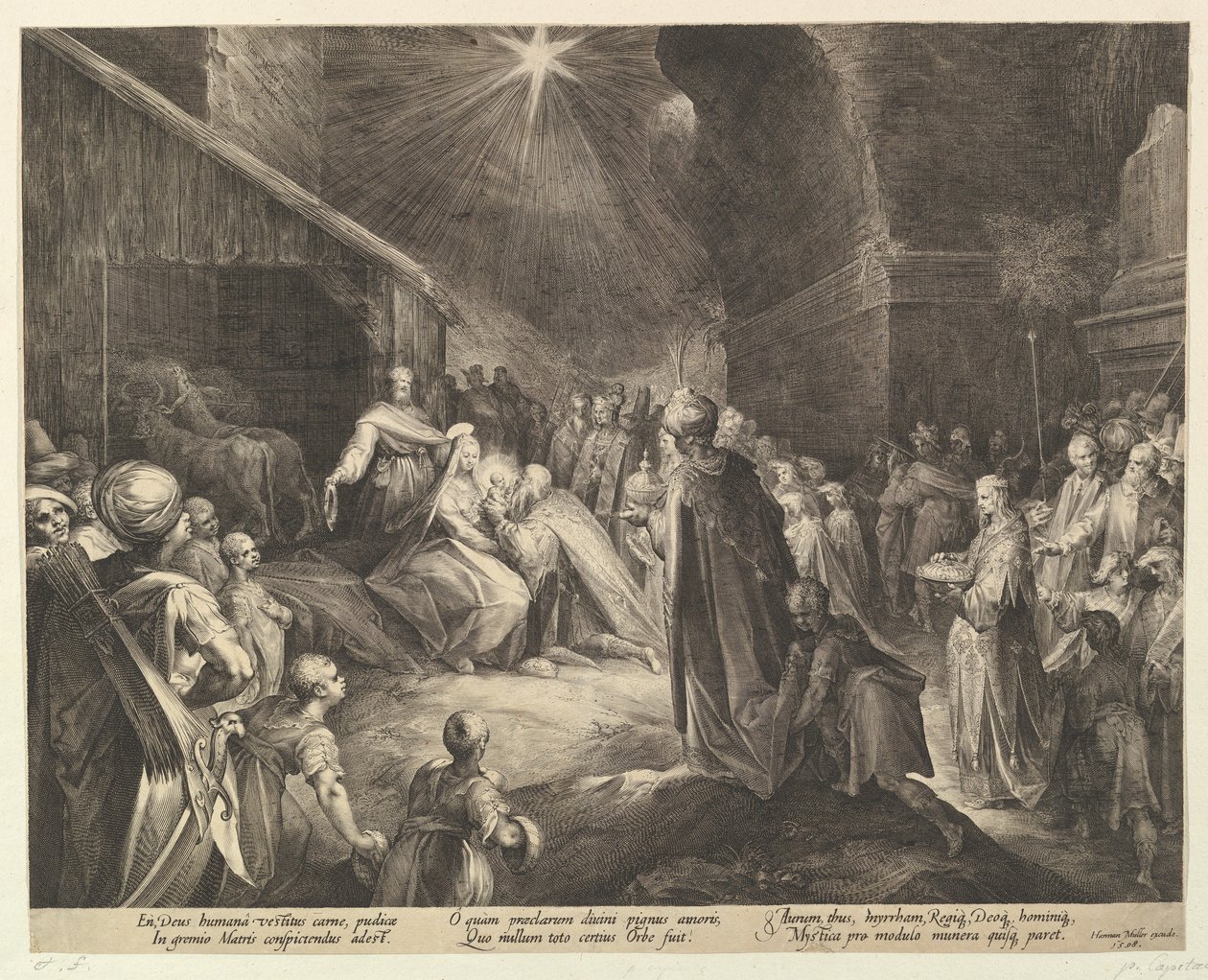 De aanbidding der wijzen, ca. 1625 door Jan Muller