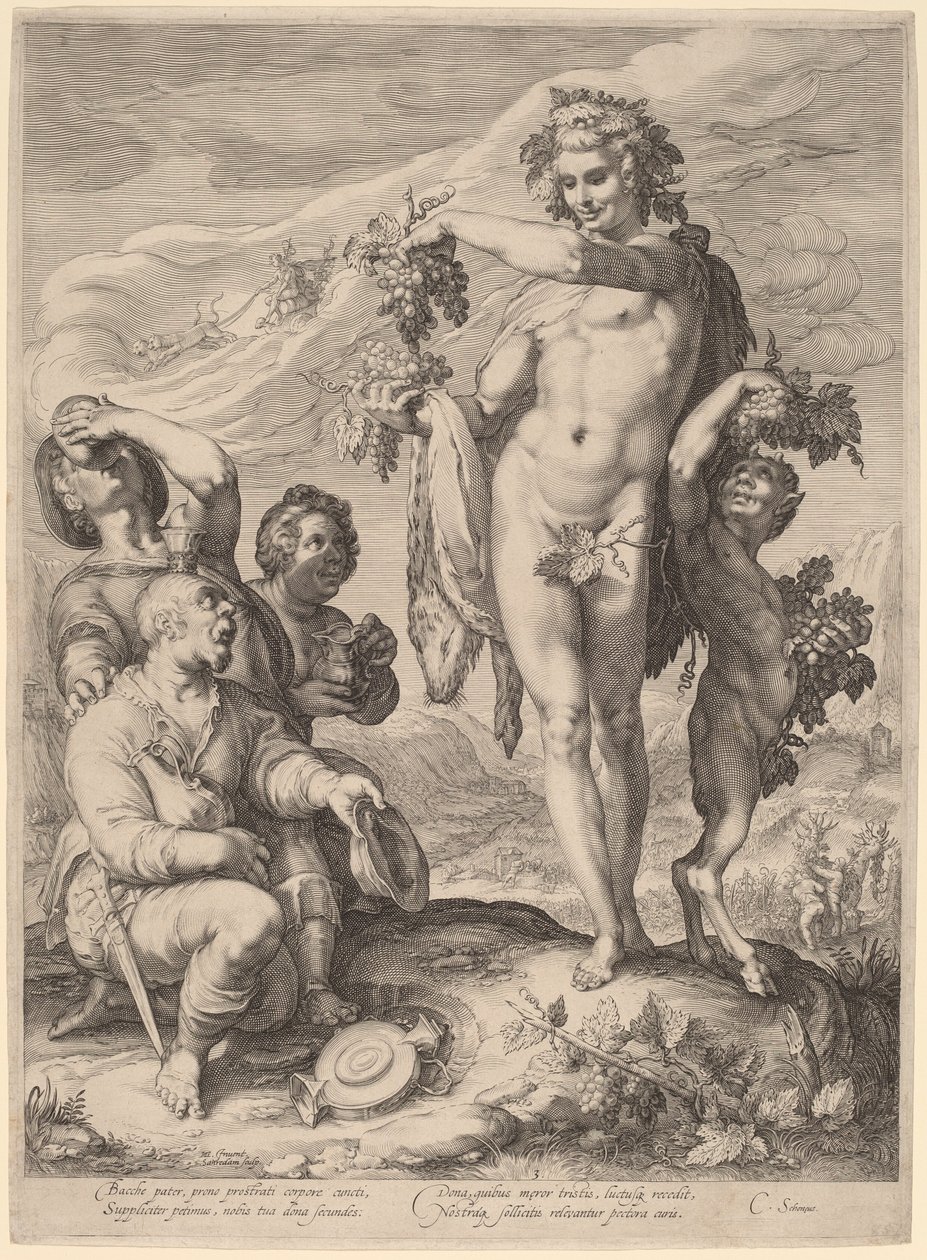 De Cultus van Bacchus door Jan Pietersz Saenredam, after Hendrik Goltzius