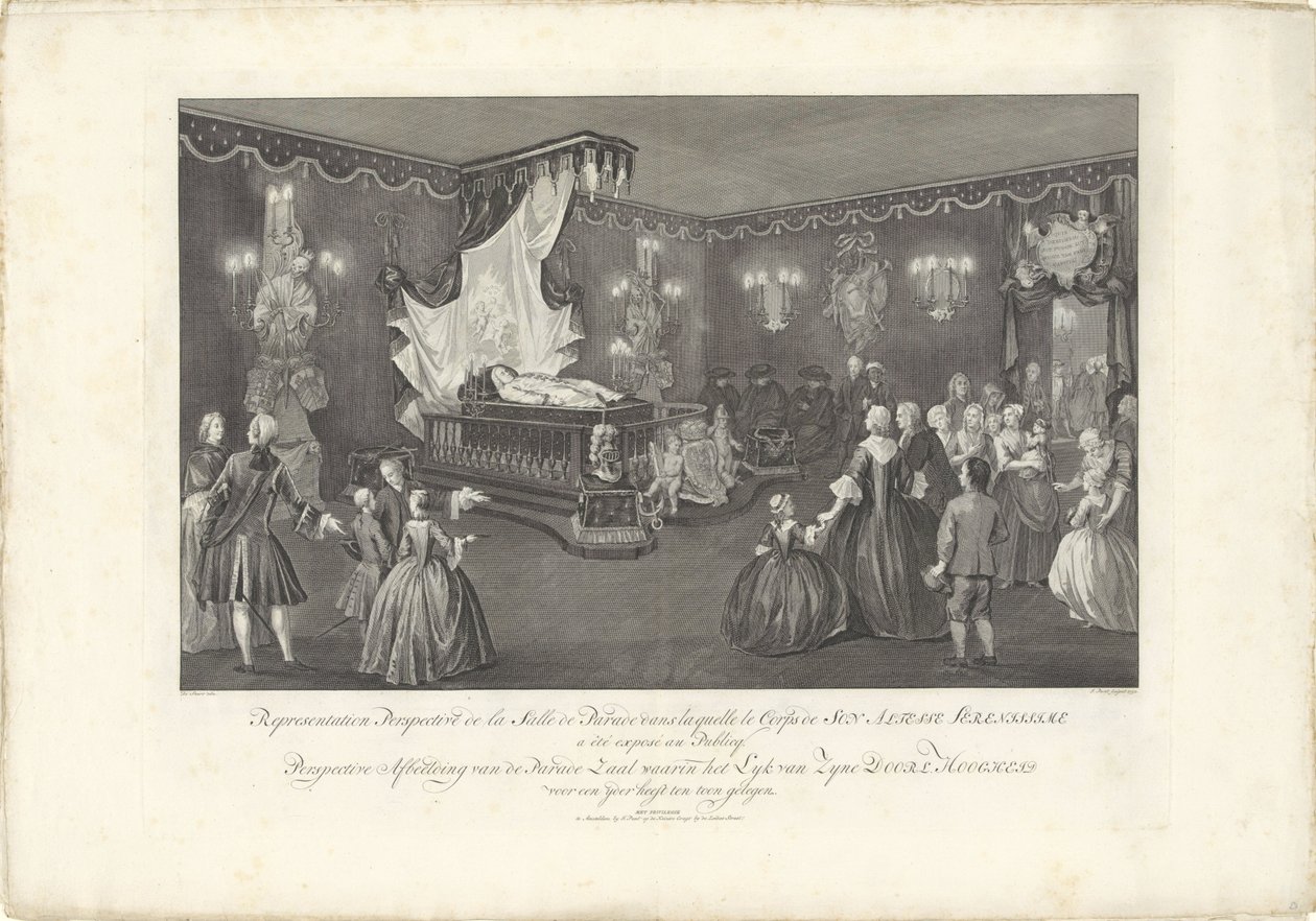 Zaal met het praalbed van prins Willem IV, 1751 door Jan Punt