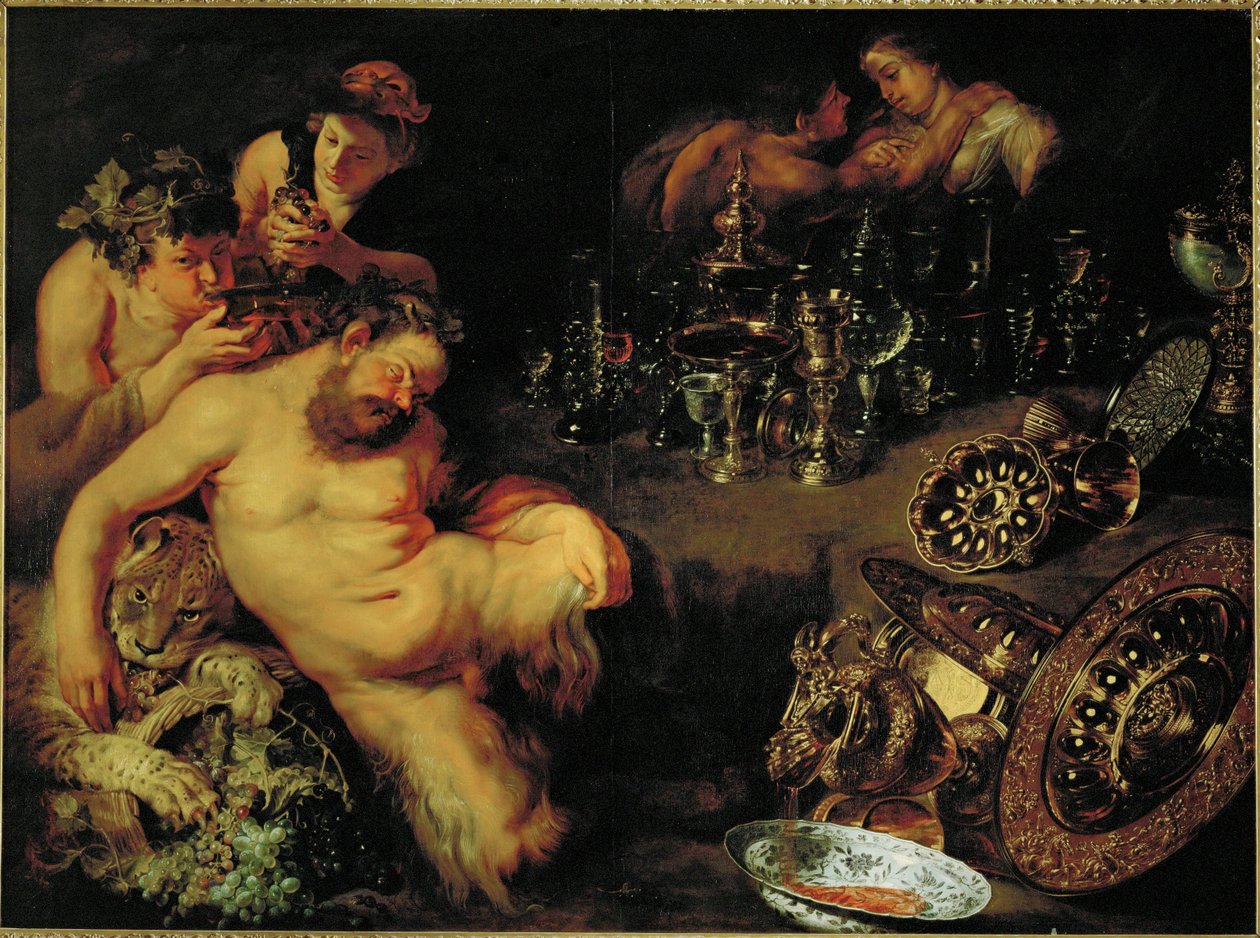Dronken Silenus (olieverf op doek) door Jan & Rubens P.P. (1577-1640) Brueghel