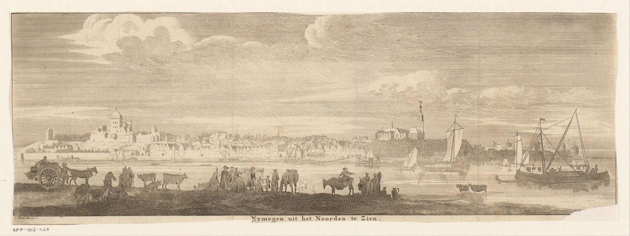 Gezicht op Nijmegen vanuit het noorden door Jan Ruyter