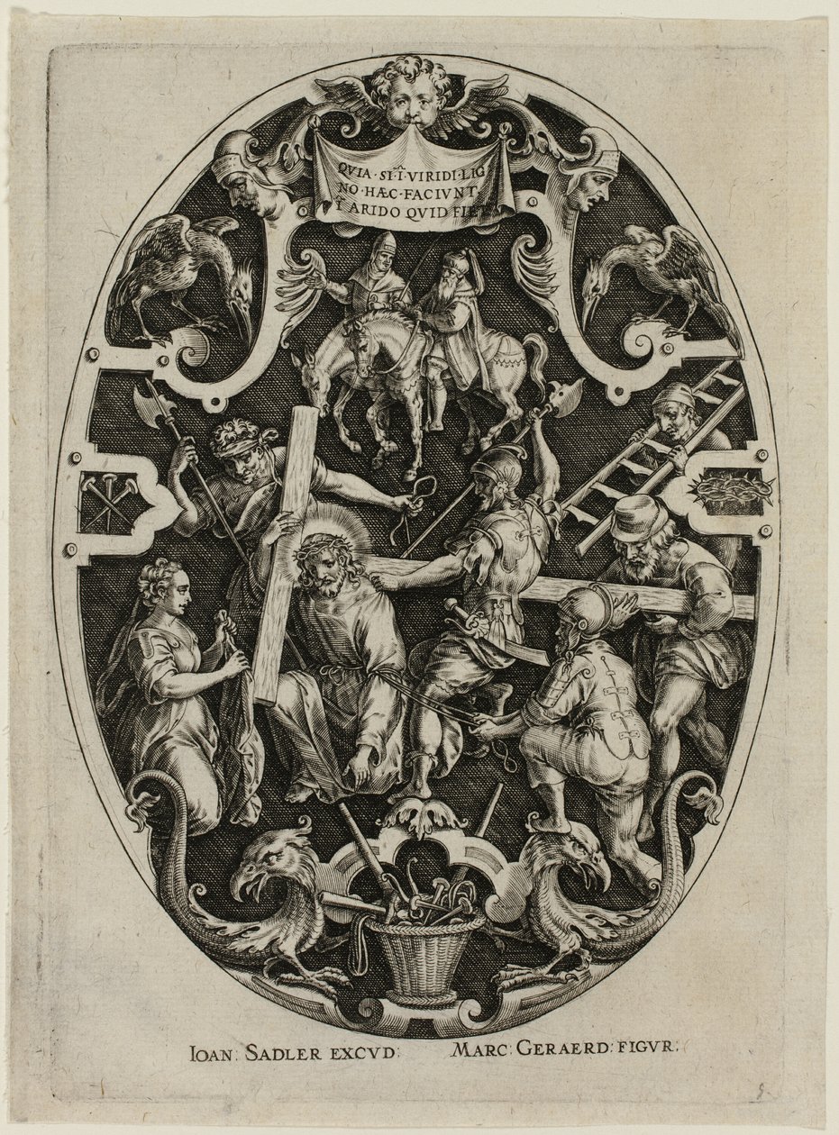 Het dragen van het kruis, uit de Passie van Christus door Jan Sadeler I