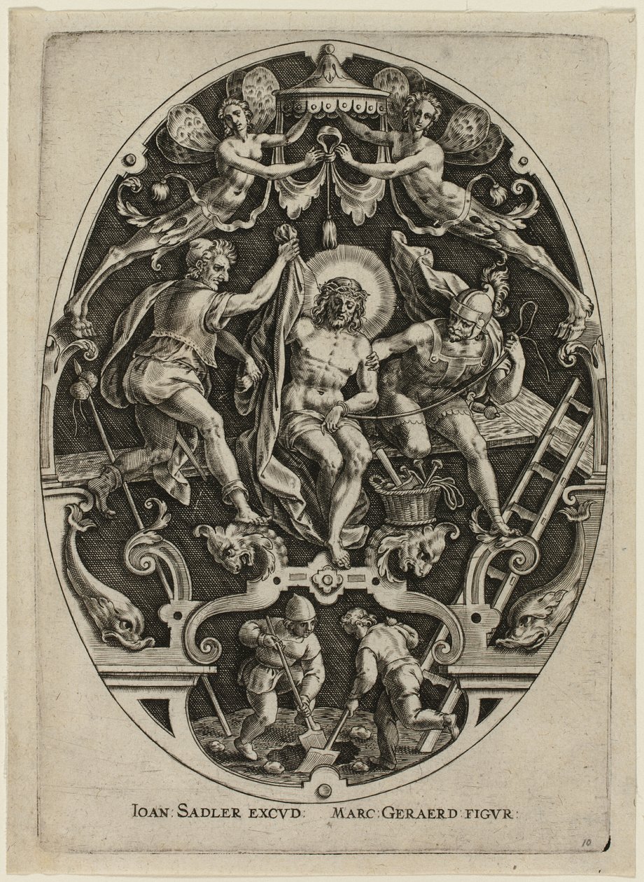 Christus ontkleed door de soldaten, uit de Passie van Christus door Jan Sadeler I