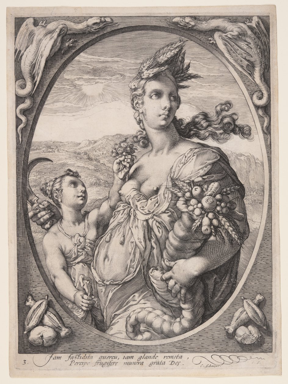 Ceres, van Drie heidense goden of godinnen door Jan Saenredam