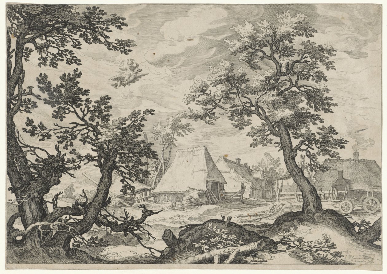 Landschap met de ontvoering van Ganymedes door Jan Saenredam
