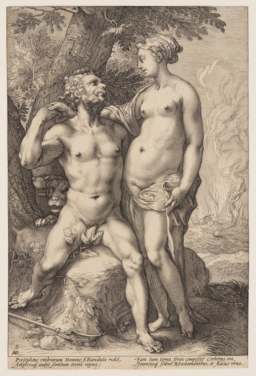 Pluto en Proserpina, uit Drie gepaarde goden en godinnen door Jan Saenredam