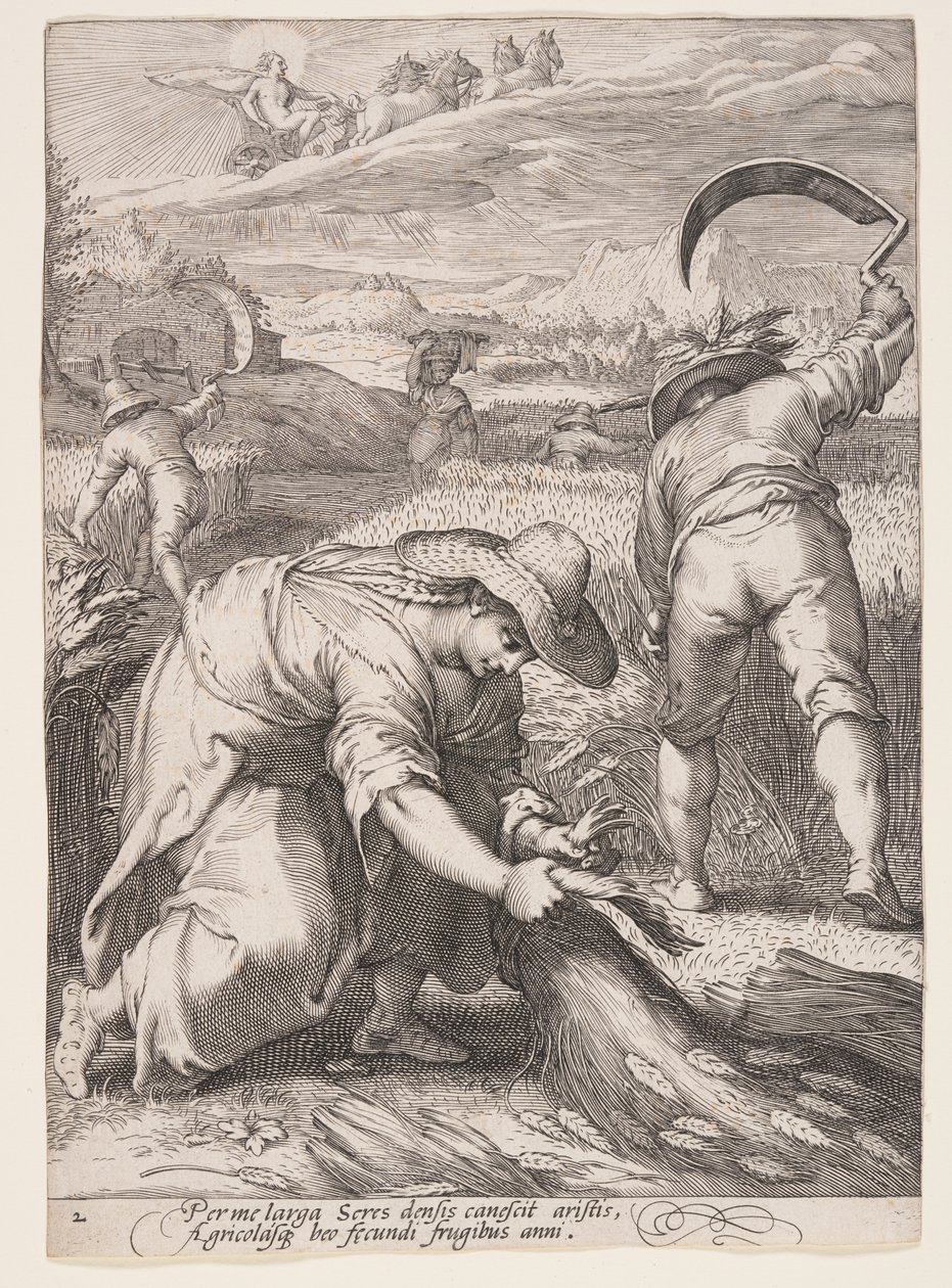 Zomer (Boeren die tarwe oogsten), uit De vier seizoenen door Jan Saenredam