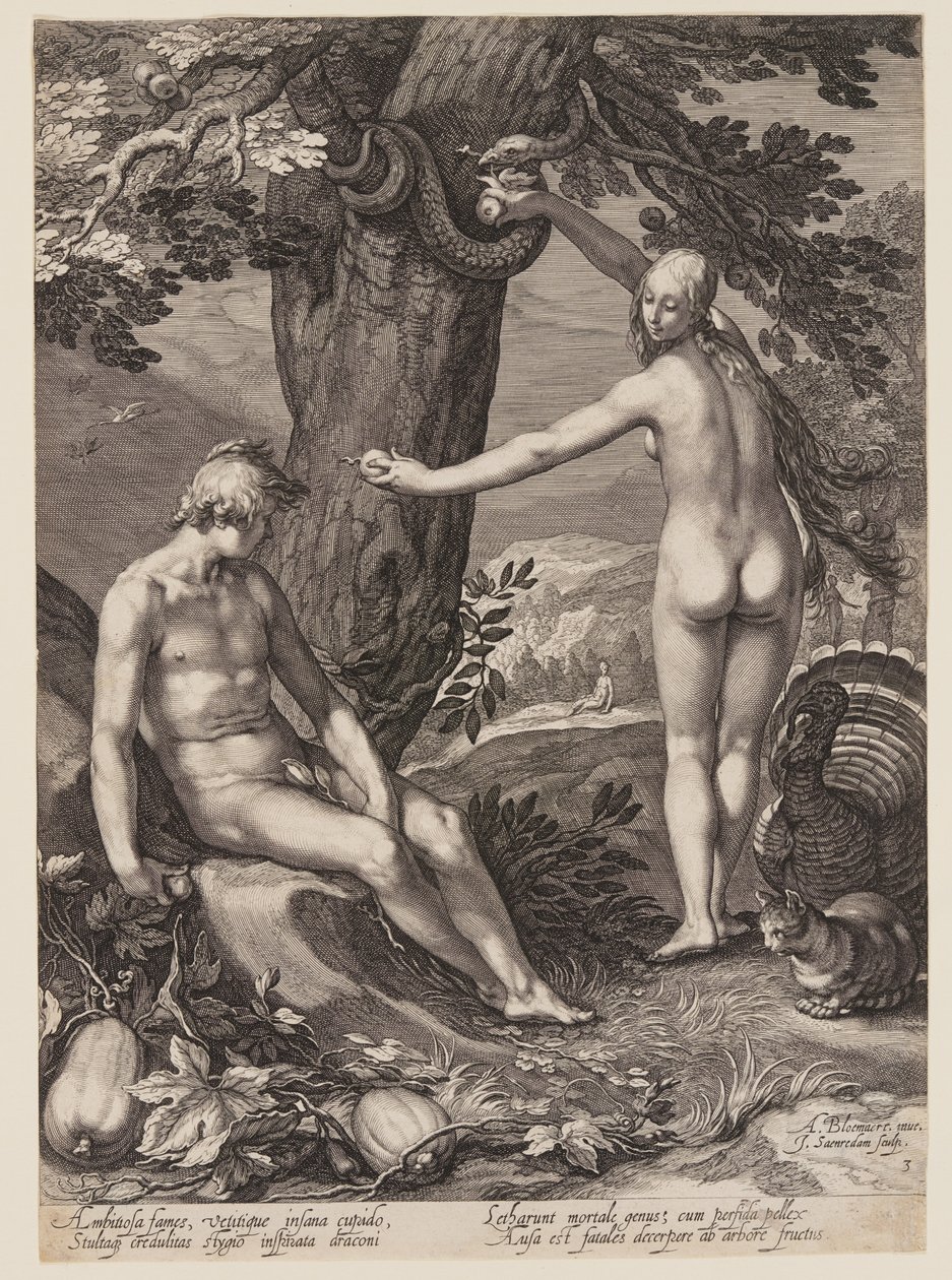 De verzoeking van de mens, uit de geschiedenis van de eerste ouders van de mens door Jan Saenredam