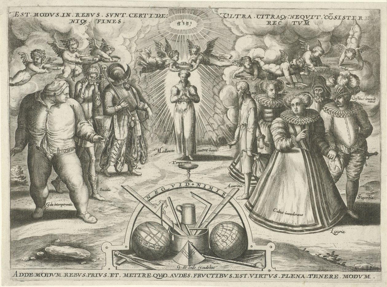 Matigheid met gepersonifieerde zonden door Jan Snellinck (I) (attributed to)