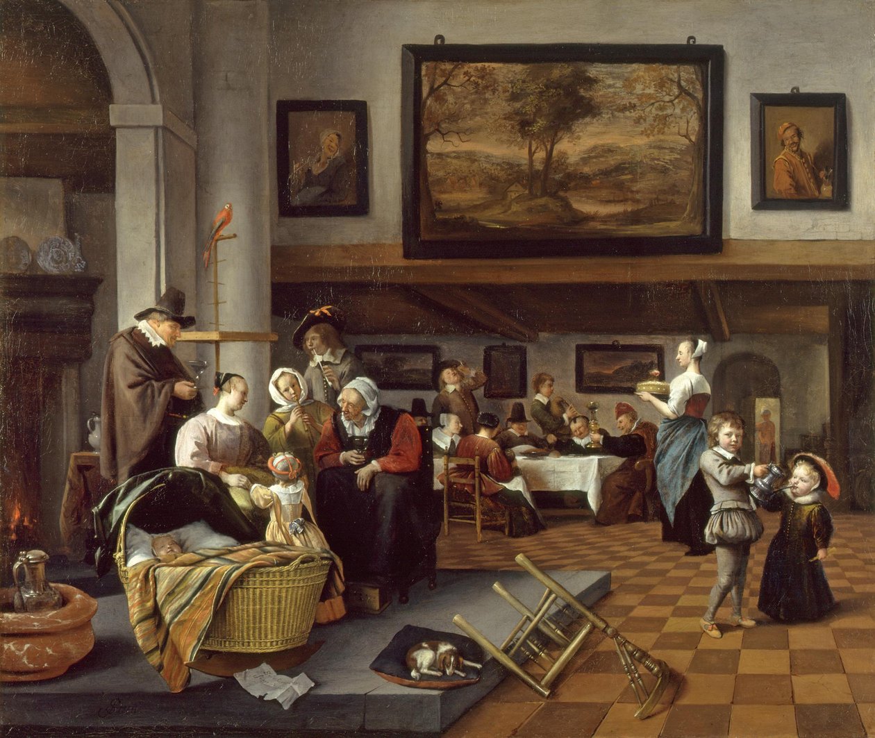 “So de Oude songen, so pypen de Jongen” door Jan Steen