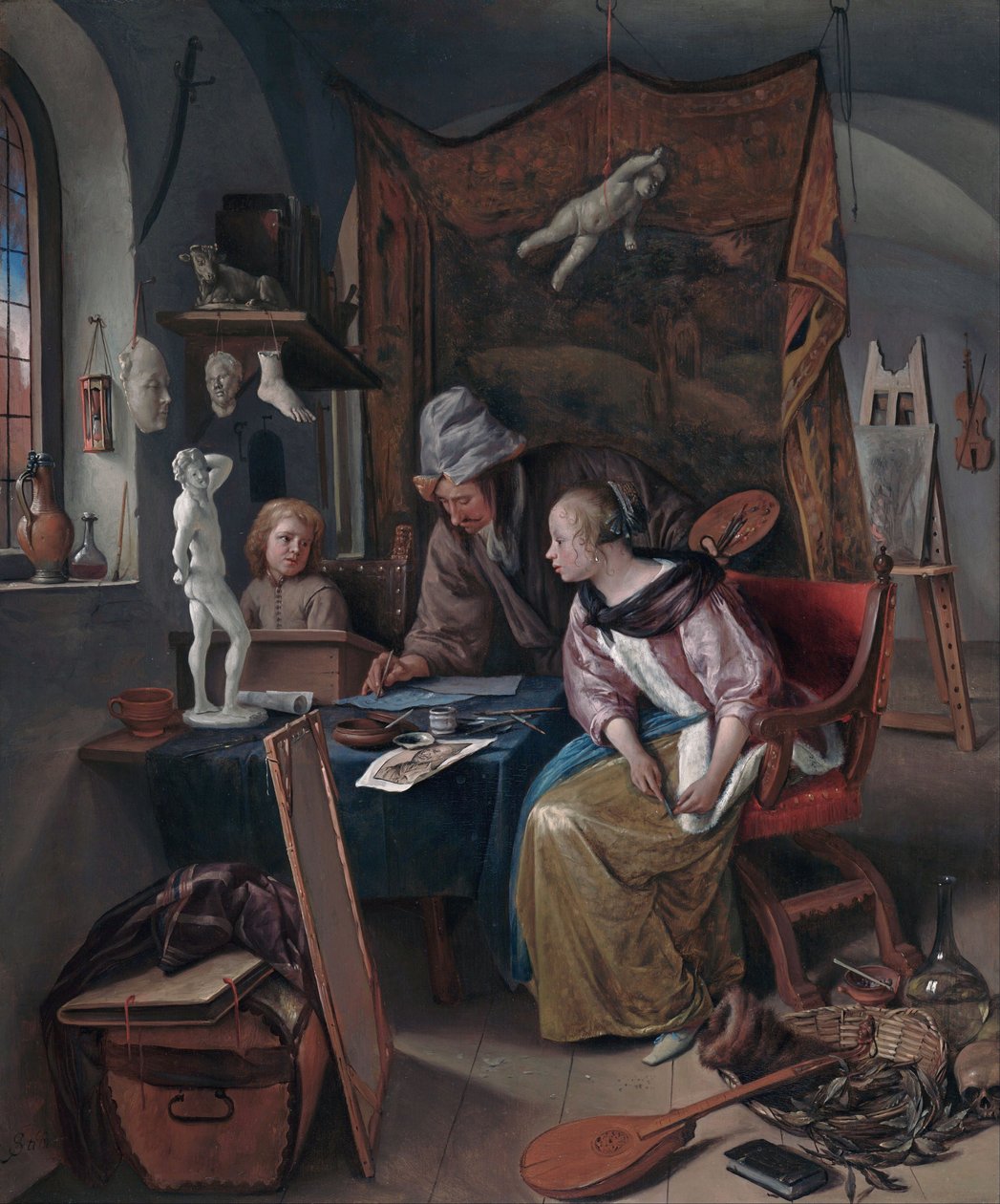 De tekenles door Jan Steen