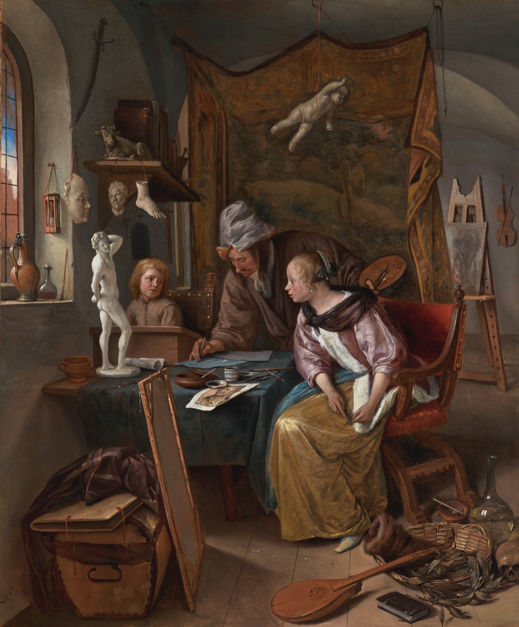De tekenles door Jan Steen