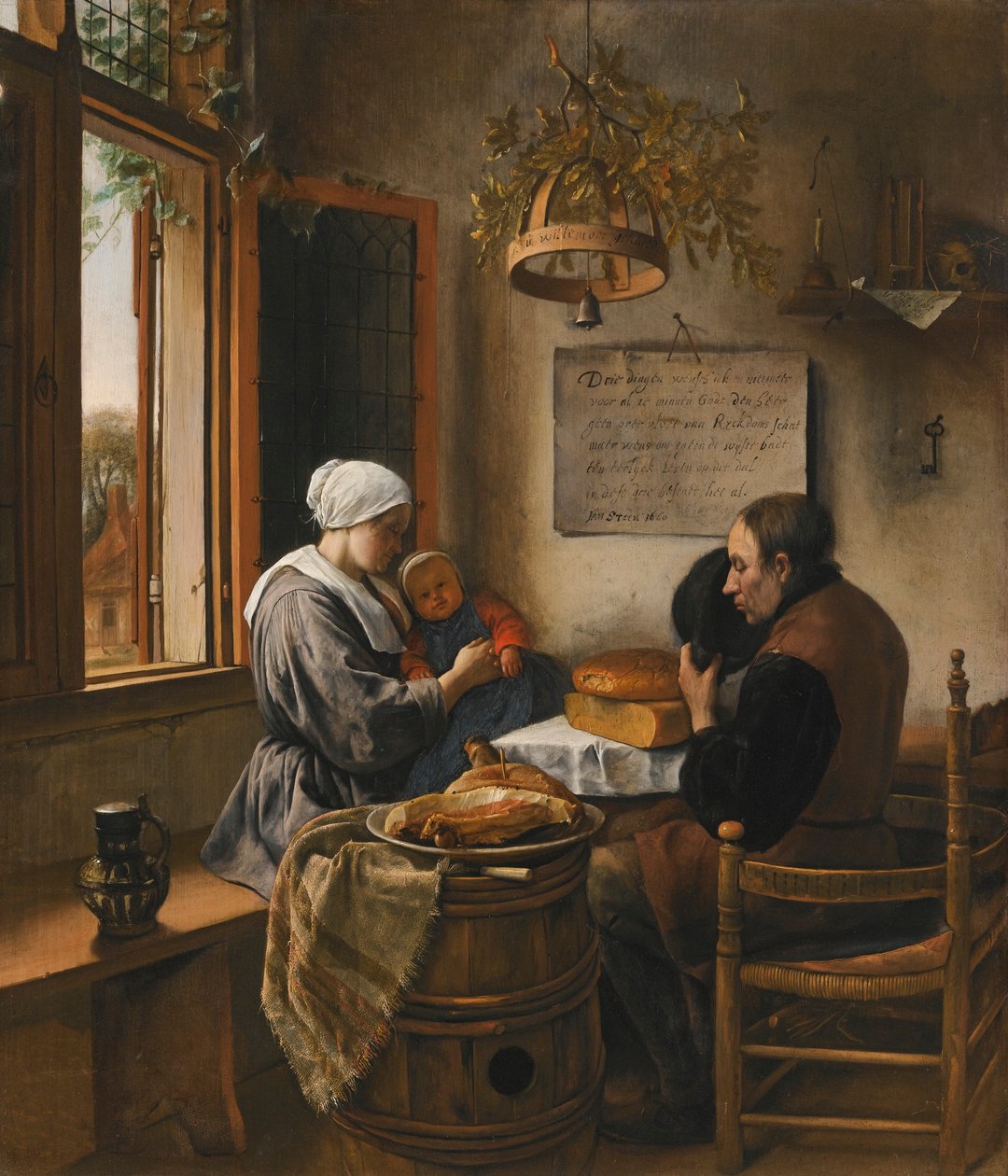 Het gebed voor de maaltijd door Jan Steen