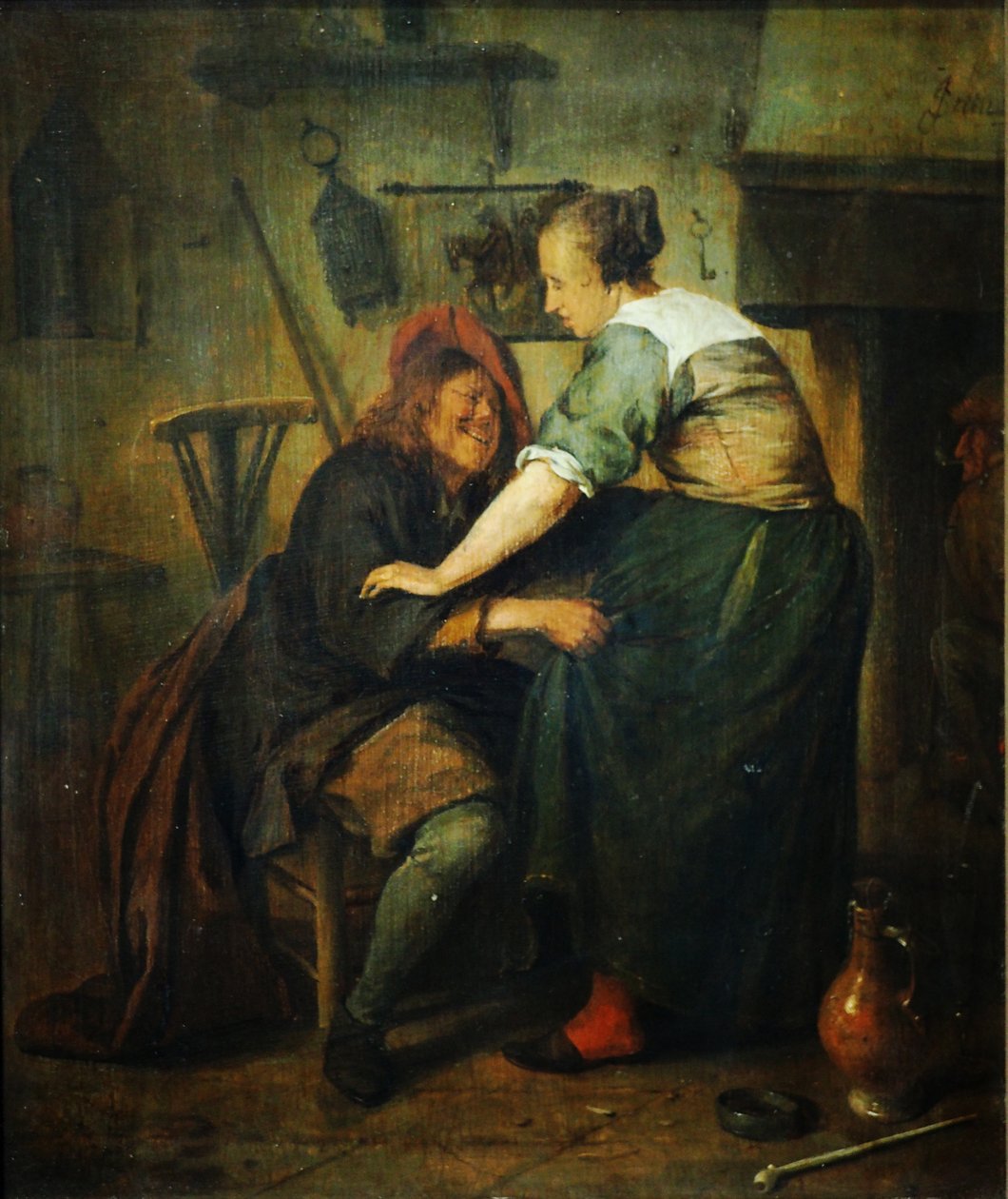 Herberg met gast en tapmeid door Jan Steen