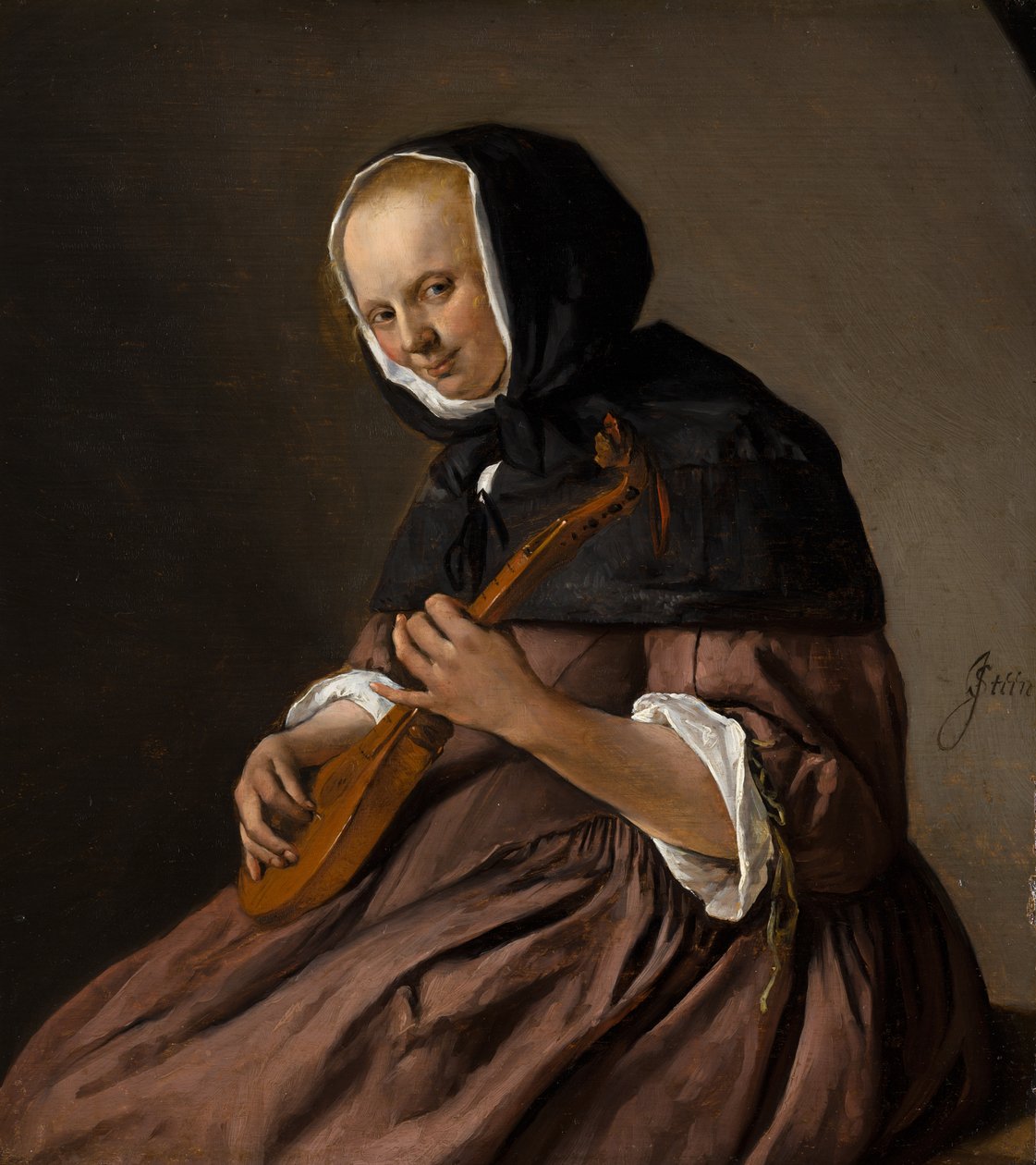 Vrouw die sistrum speelt door Jan Steen