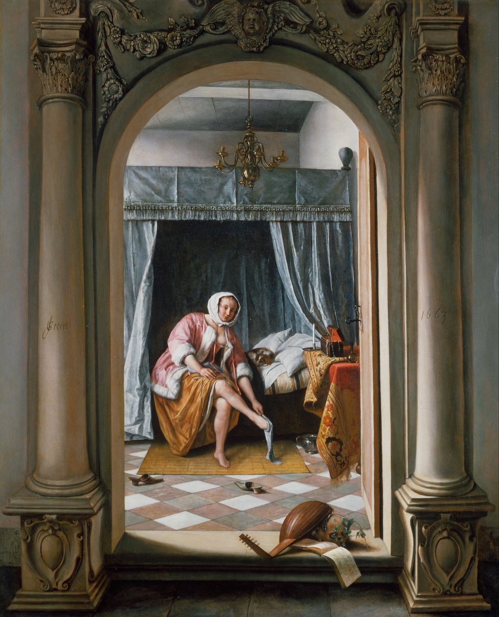 Vrouw op haar toilet door Jan Steen