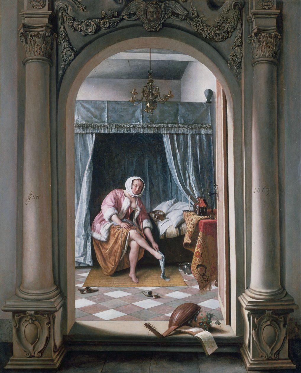 Vrouw op haar toilet door Jan Steen