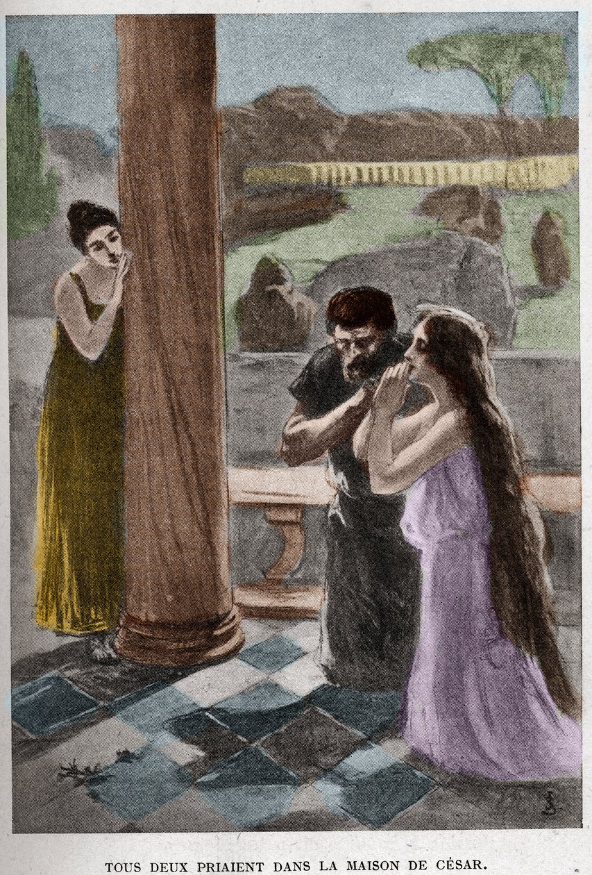 Beiden baden in het huis van Cesar (hoofdstuk VIII) illustratie door JAN STYKA (1858-1925) voor Henryk Sienkiewicz