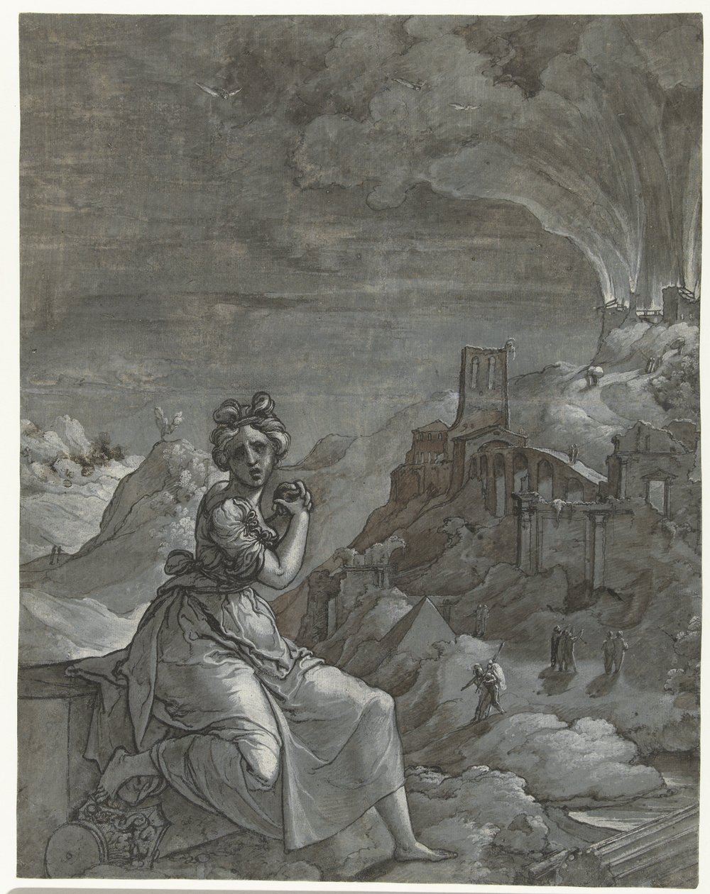 Cassandra rouwt om de vernietiging van Troje, 1550-55 door Jan Swart Van Groningen