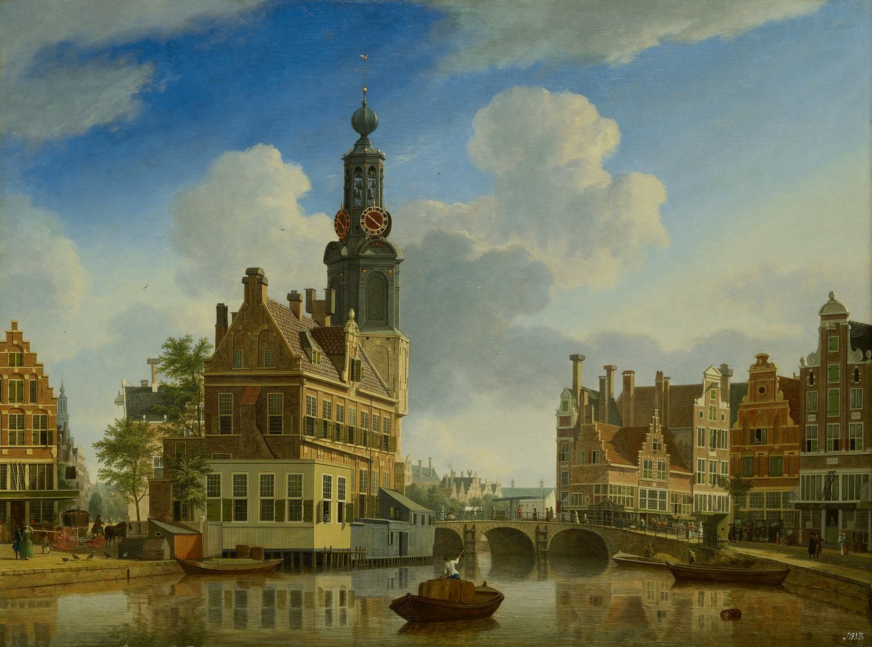De Munttoren gezien vanaf het Singel, 1751 door Jan Ten Compe
