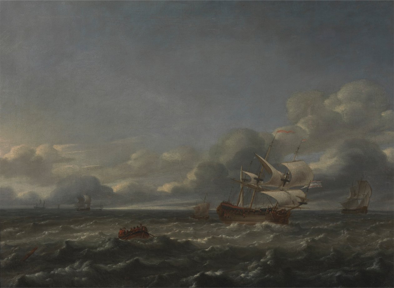 Oorlogsschepen in een Strakke Bries door Jan Theunisz Blankerhoff