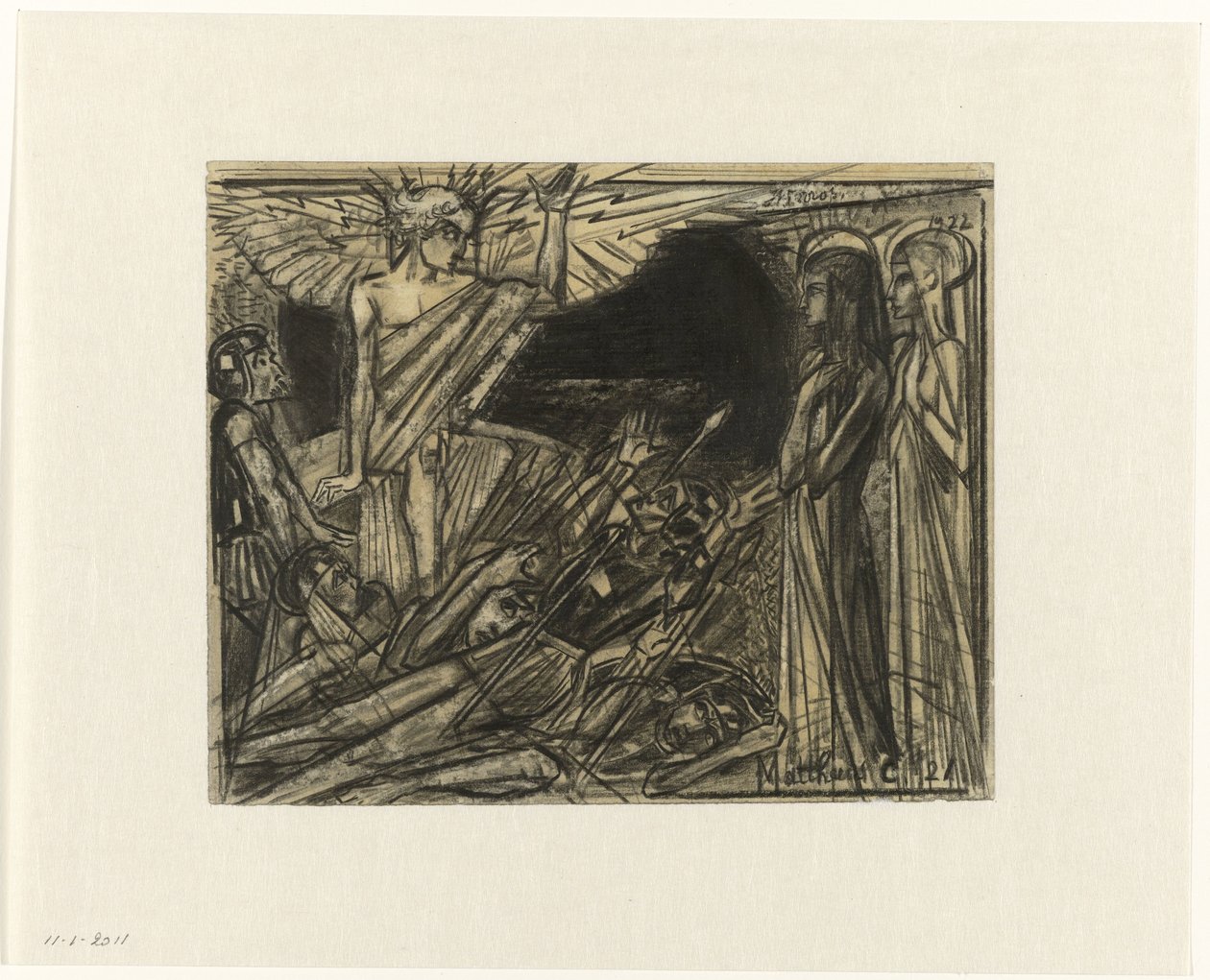 Maria bij het graf door een engel toegesproken door Jan Toorop