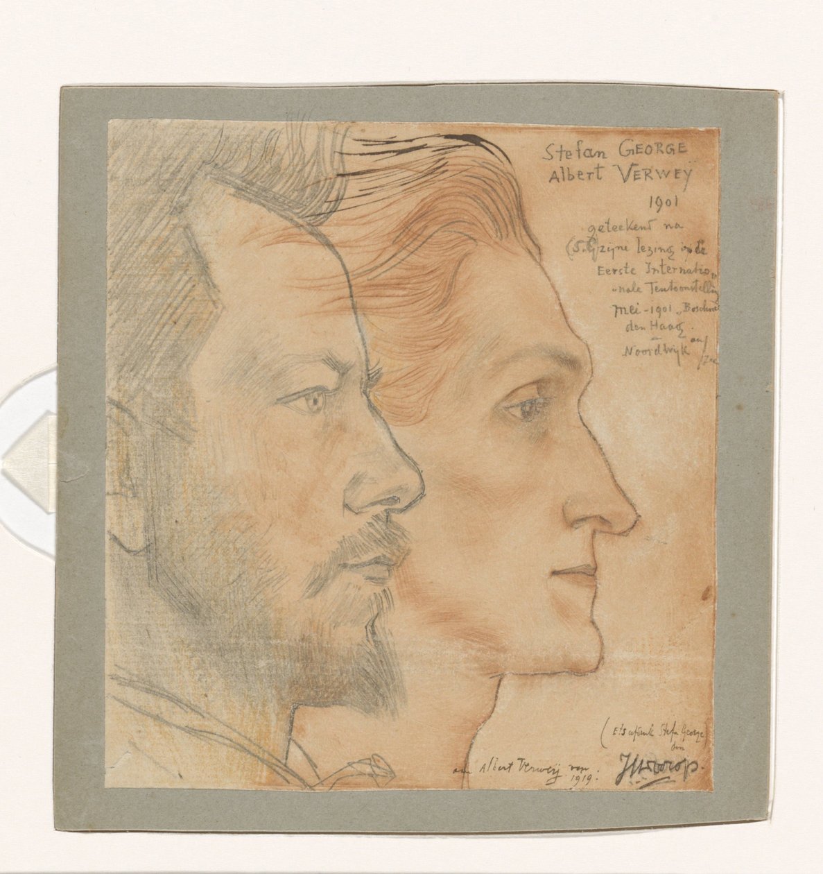 Portretten van Albert Verwey en Stefan George door Jan Toorop