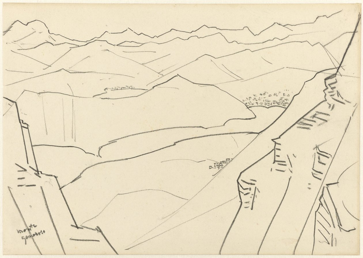 Schets van een berglandschap Monte Generoso door Jan Toorop