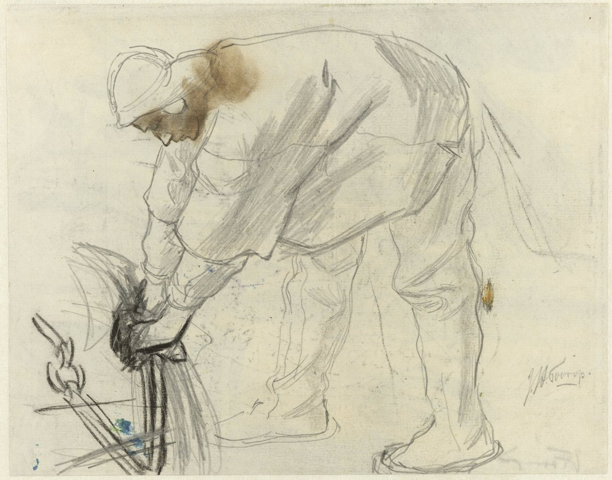 Studie van een zeeman met een anker door Jan Toorop