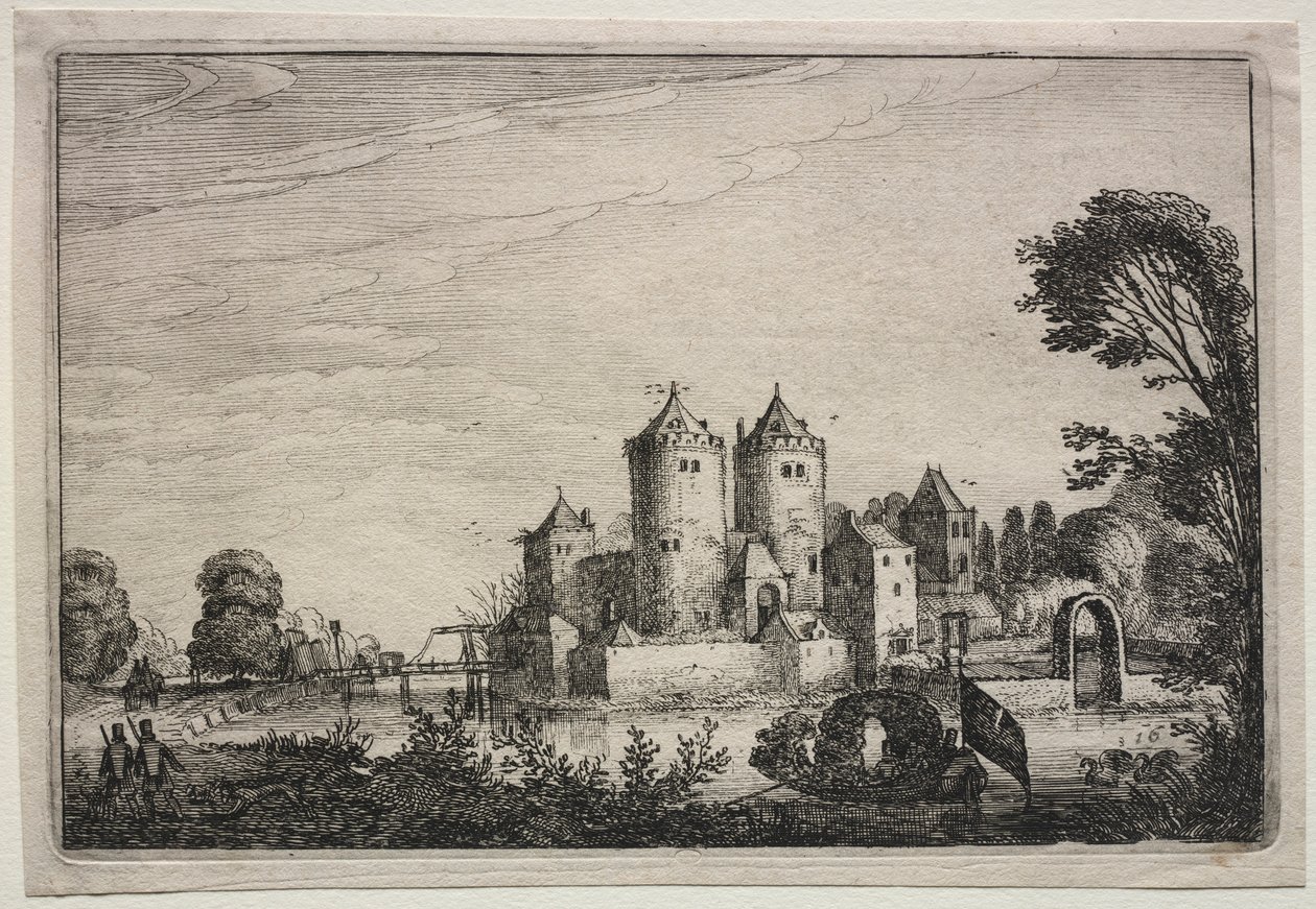 Het Kasteel met Twee Torens, 1616 door Jan Van de Velde