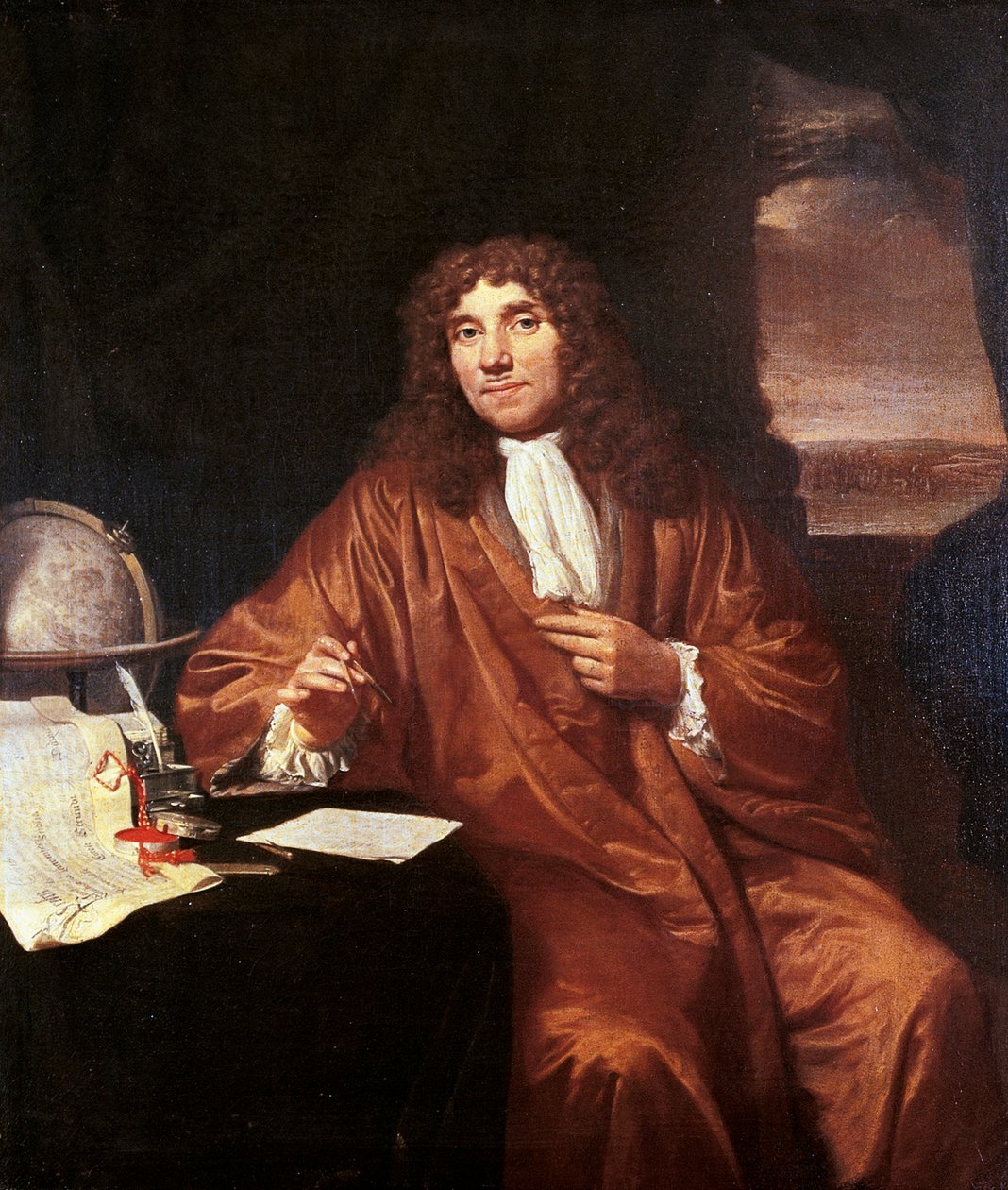 Antonie van Leeuwenhoek, ca. 1680 door Jan Verkolje