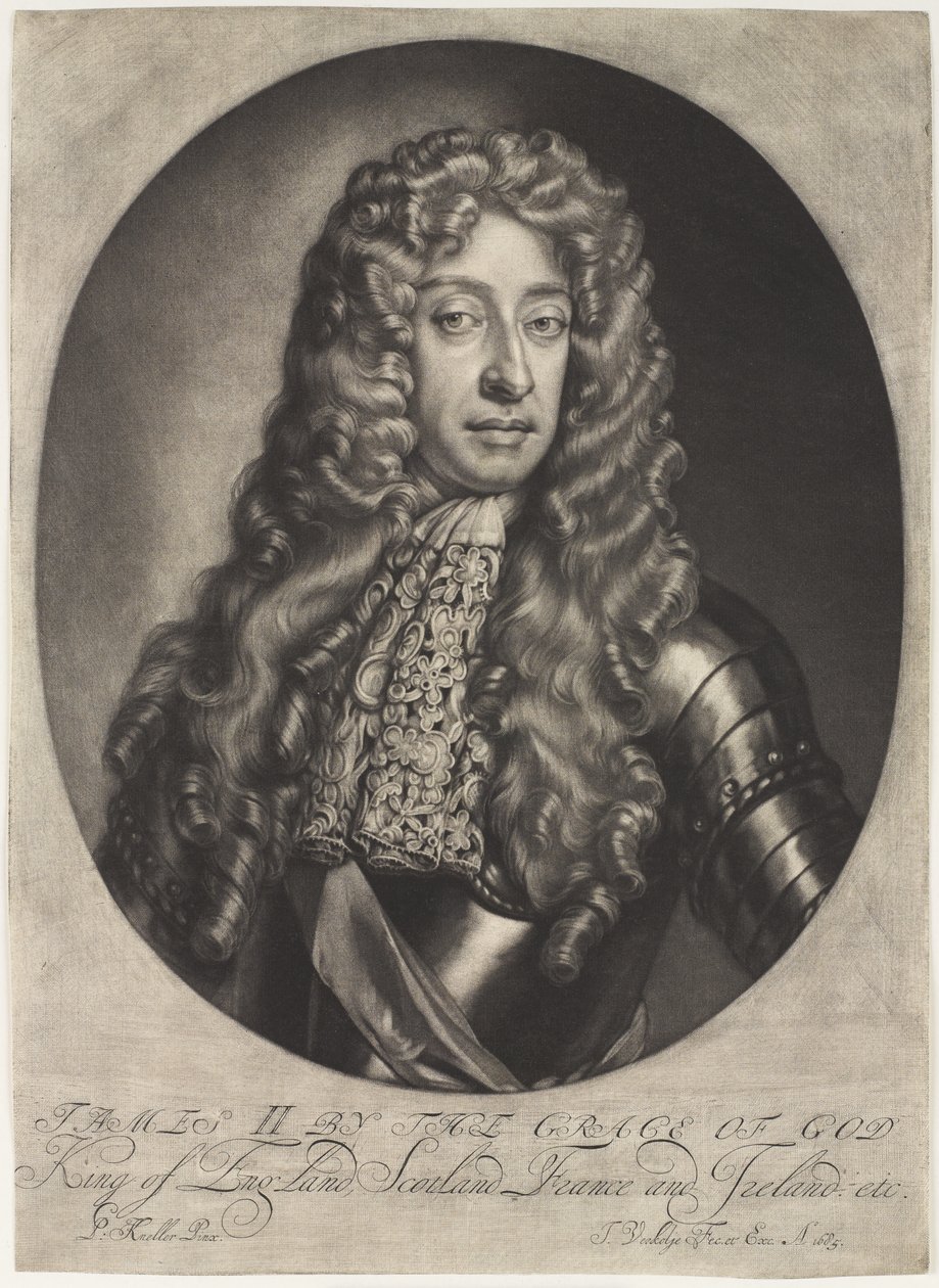 James II door de Genade Gods Koning van Engeland, Schotland, Frankrijk en Ierland etc., circa 1685 door Jan Verkolje