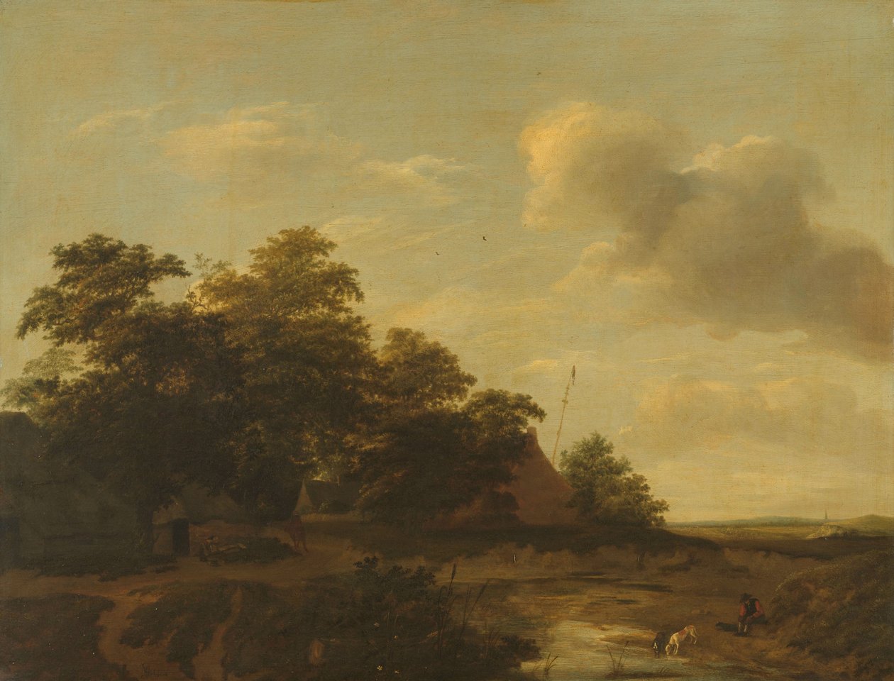 Landschap met een boerderij door Jan Vermeer van Haarlem (I)