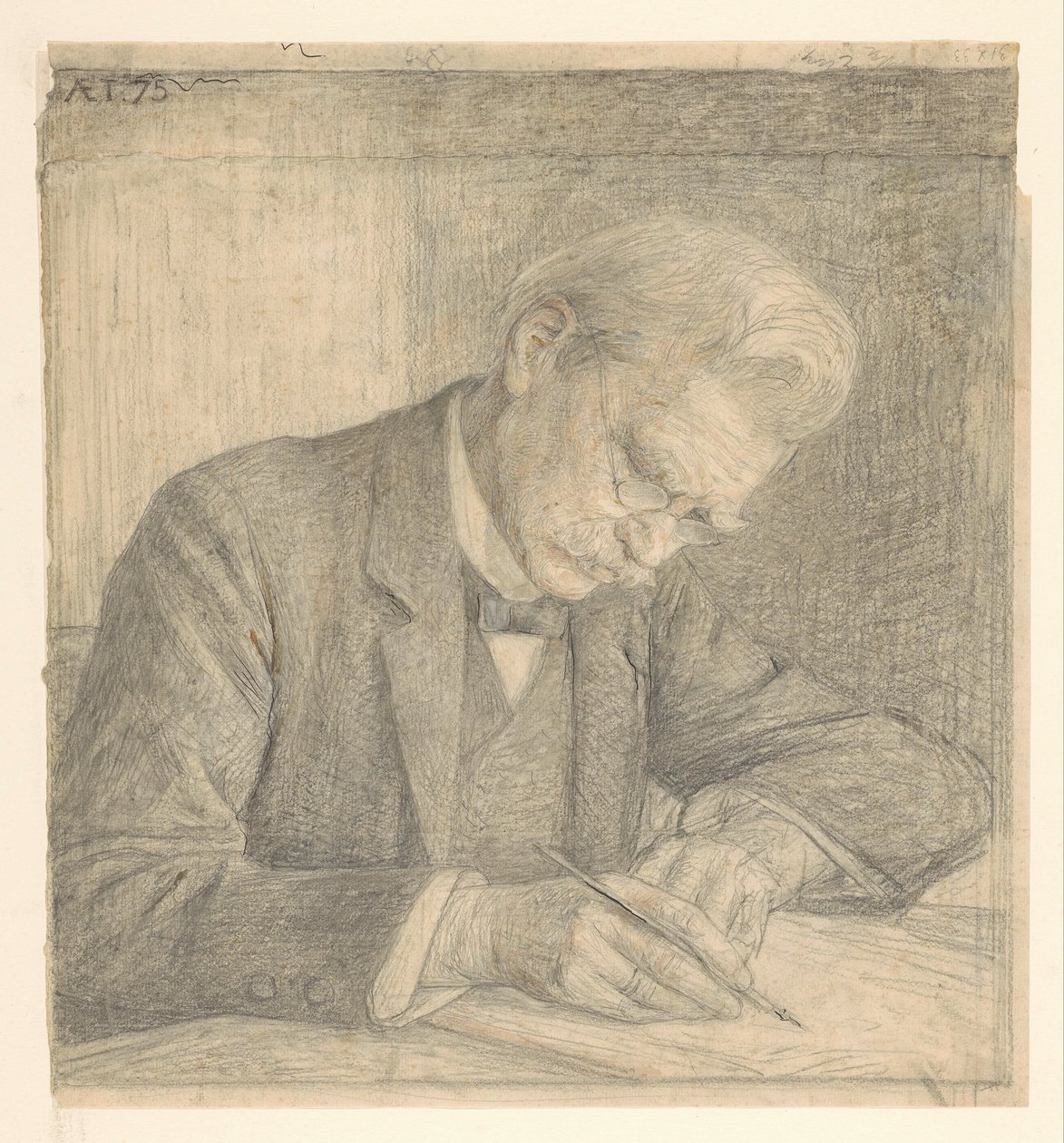 Portret van J. van der Vegt, schrijvend door Jan Veth