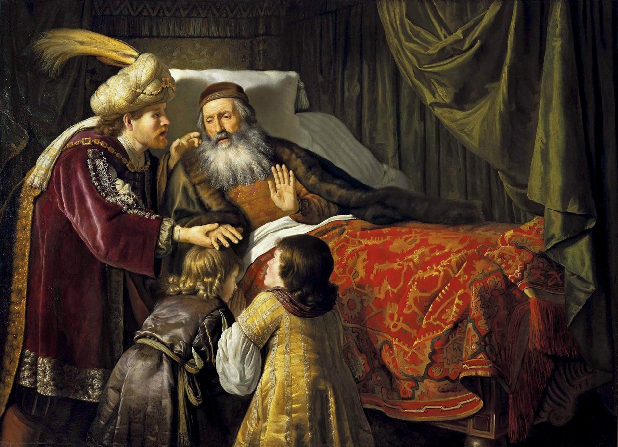 Jakob zegent de zonen van Jozef door Jan Victors